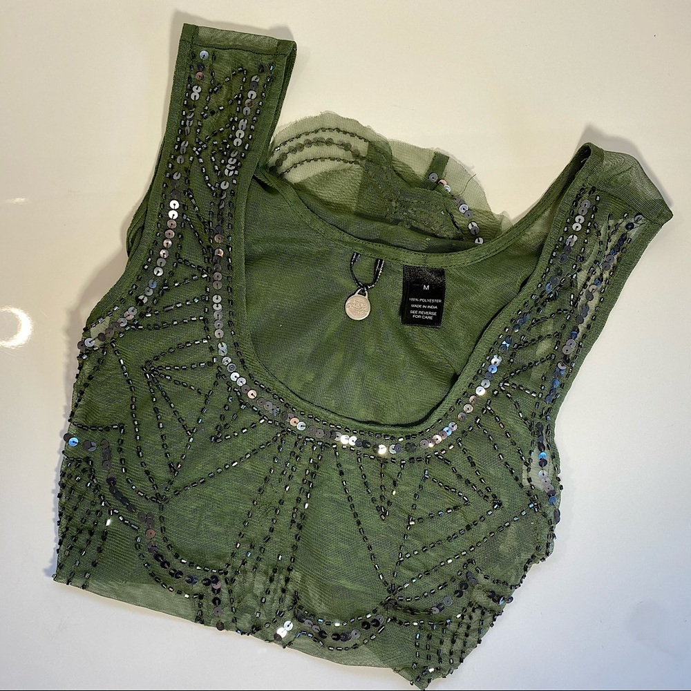 Green Beaded Top - SOLDDDD